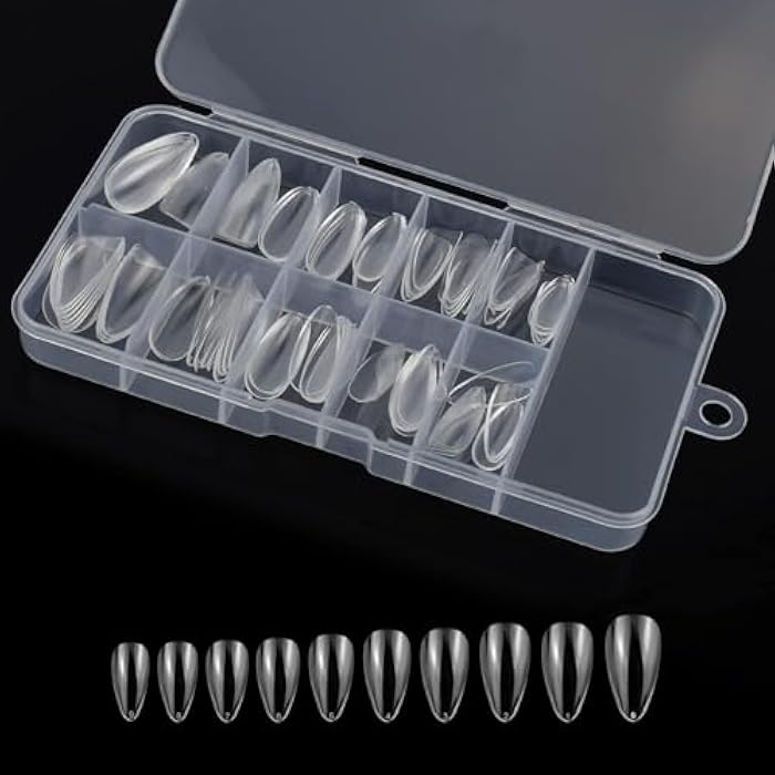 100 Pcs Clear False Nail Tips with Storage Case-Full Cover Coffin Nails in 10 Sizes for Nail Salons and DIY Nail Art-Long Lasting and Durable Artificial Fingernails for Glamorous Looks-clear - Image 1